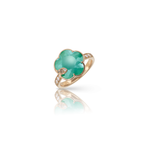 Anillo Petit Joli Oro Rosa Ágata Verde Diamantes PasqualeBruni