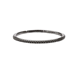 Pulsera Tennis Flexible Oro Blanco Diamantes Negros Recarlo